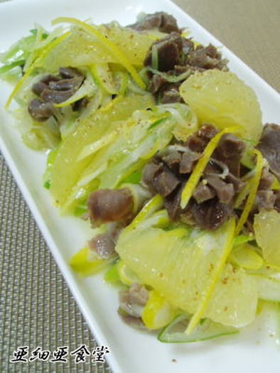 砂肝と白葱の和えもの　レモン風味の写真
