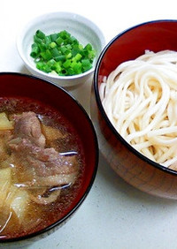 鴨ねぎつけ麺(うどん）　～温汁冷麺で～