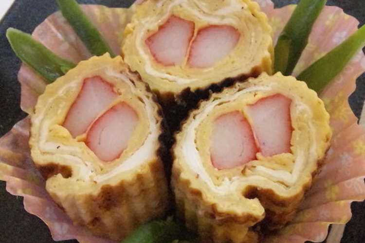 お弁当に ｶﾆｶﾏ卵焼きでお花飾り レシピ 作り方 By 蜂蜜花 クックパッド 簡単おいしいみんなのレシピが364万品