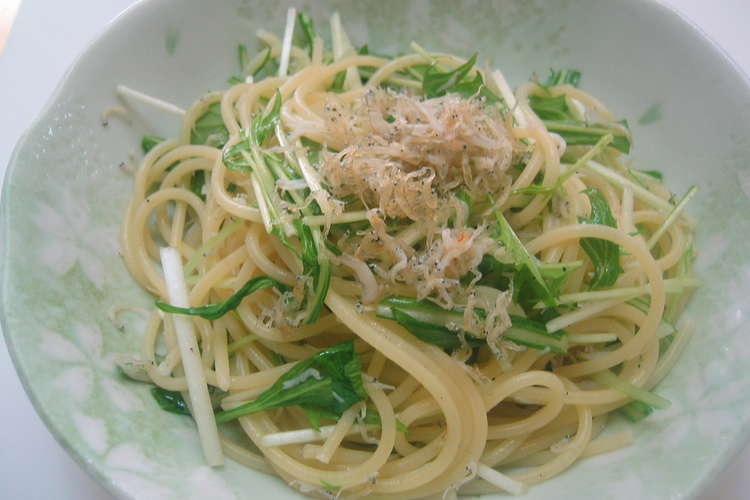 サラダ感覚 水菜とシラスのパスタ レシピ 作り方 By あずもん クックパッド 簡単おいしいみんなのレシピが361万品