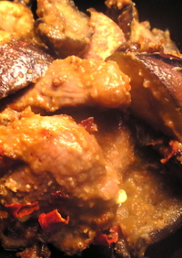 ラム肉と茄子のピリ辛味噌生姜炒め