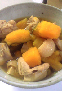 圧力鍋で鶏肉とカボチャの煮物