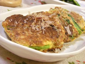 少ない材料で☆ニラと納豆のふわふわお焼き