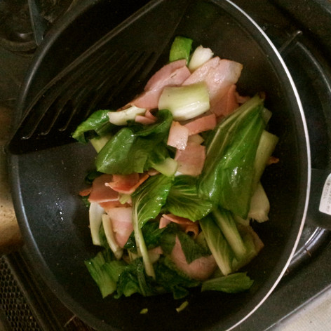 +*超簡単！青梗菜とベーコンの炒め物。*