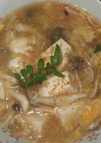 豆腐とたまごの春雨スープ