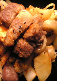 豚ロース肉と玉葱の照りマヨ炒め