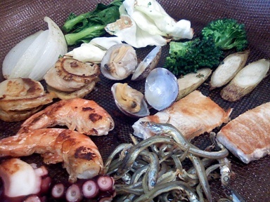 野菜と魚介を焼き焼きヘルシー美味しい♪の画像