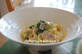*ベーコンと小松菜の牛乳クリームパスタ*