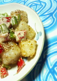 ✿もっちり長芋と❀春野菜の✿海苔マヨ和え