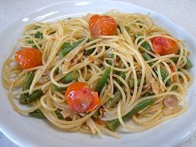 パンチェッタとインゲンのパスタ