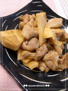 筍とやわらか鶏もも肉のピリ辛炒め~♪