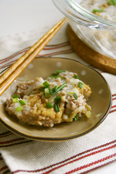 簡単☆長芋と挽肉の中華風レンジ蒸しの写真
