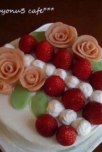 簡単！薔薇が可愛い　デコレーションケーキ