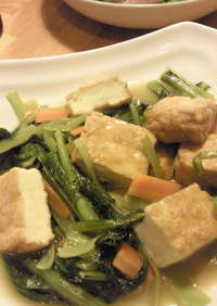 小松菜と厚揚げのシンプル中華炒め。