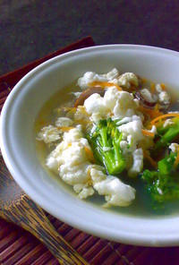 ブロッコリとあさりのふわふわ卵白スープ