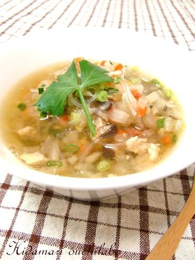 体温まる☆具沢山の食べる和風生姜スープ　の写真