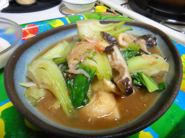 青梗菜と油揚げの炒め煮の画像