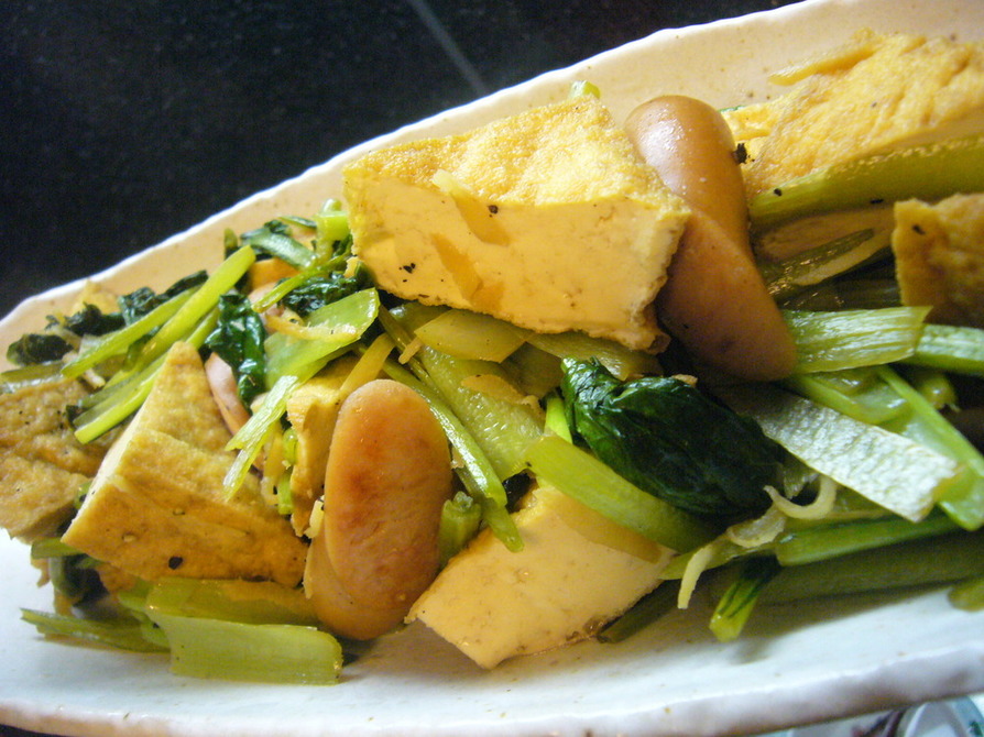 小松菜と厚揚げのあっさりポン酢炒めの画像
