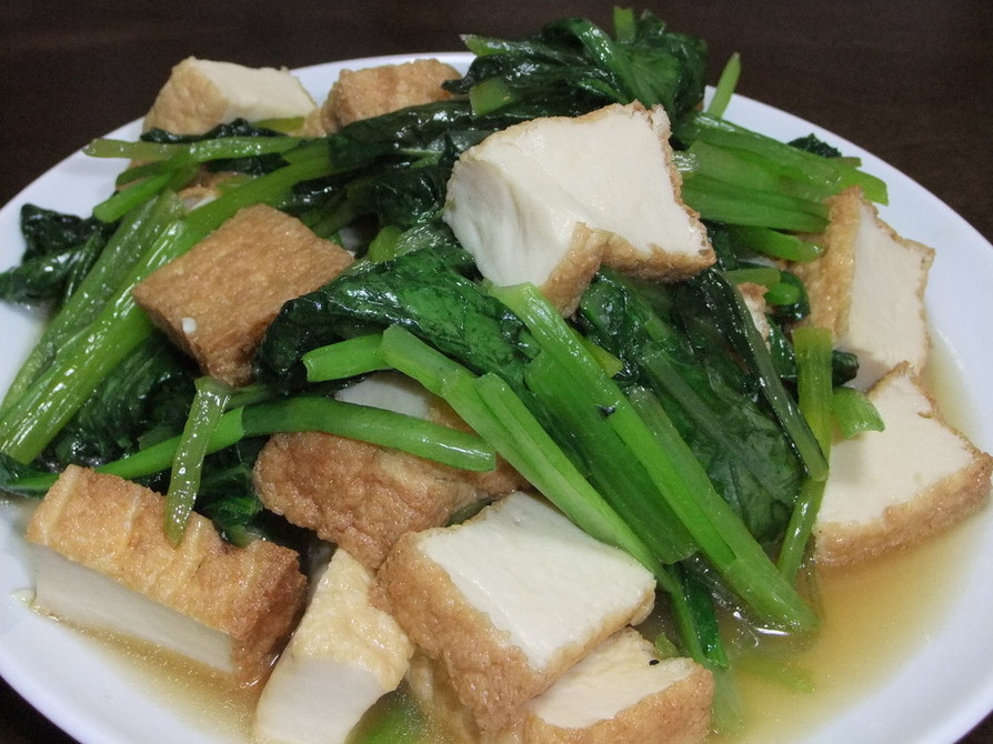 小松菜と厚揚げの簡単ごま油炒めの画像
