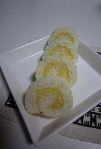卵1個で白いミニカスタードロールケーキ
