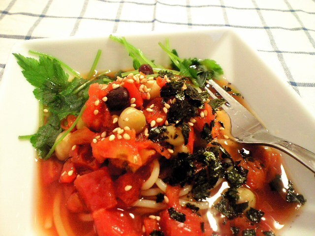 ★☆おつゆで冷製トマトスープパスタ☆★の画像