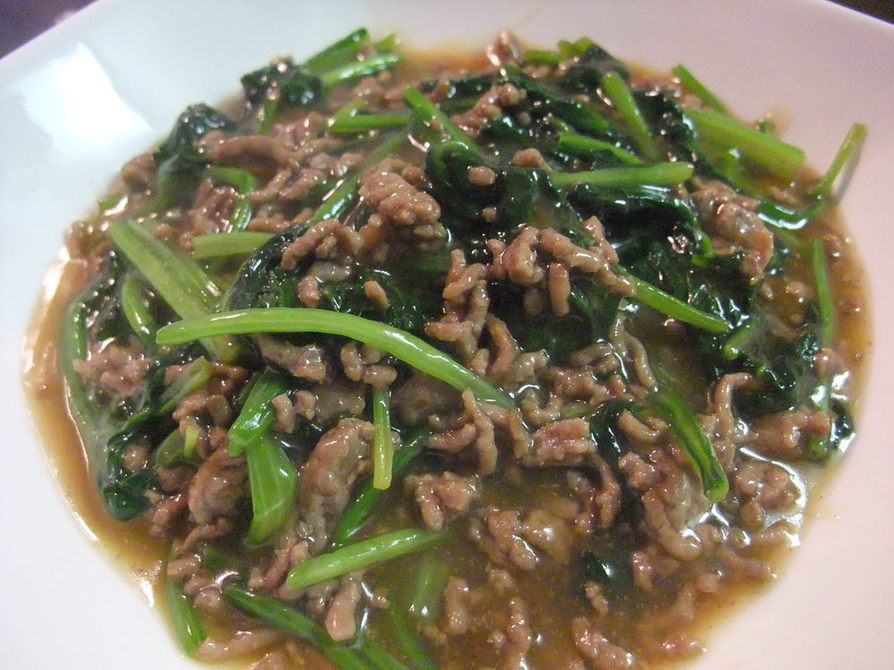 韓国風 ほうれん草のひき肉あんかけの画像