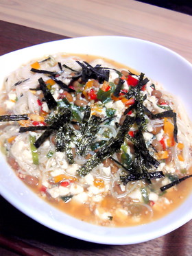 豆腐・納豆・卵と!簡単混ぜネバそうめん。