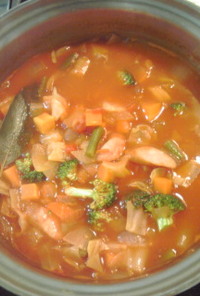 トマト＆野菜のぴり辛スープ