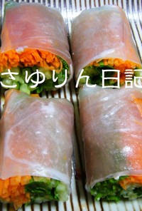 しゃきしゃき☆生ハムと水菜の生春巻