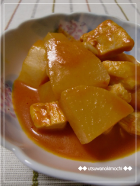 大根と鶏肉の野菜ジュースde炒め煮