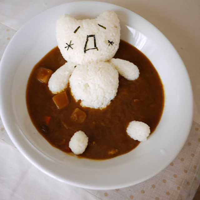 顔文字キャラでカレーのお風呂 デコカレー レシピ 作り方 By うずらんち クックパッド