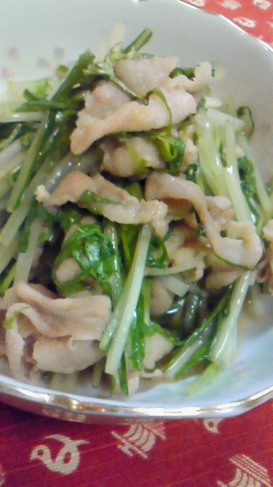 水菜と豚肉の和風さっと炒め♪