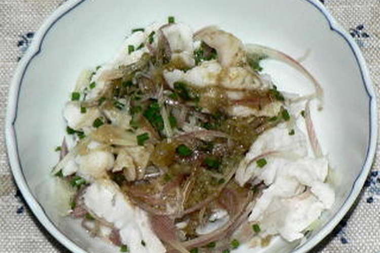 湯引き鱧とミョウガの柚子胡椒ポン酢味 レシピ 作り方 By Dr仁平 クックパッド 簡単おいしいみんなのレシピが364万品