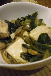 豆腐と青梗菜のキムチ炒め煮