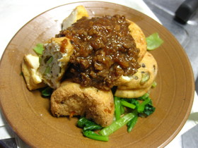 自家製肉みそで☆がんも肉あんかけ