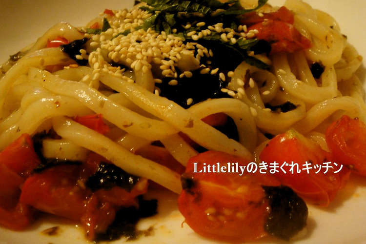 海苔トマトうどん ランチに簡単 レシピ 作り方 By Littlelily07 クックパッド