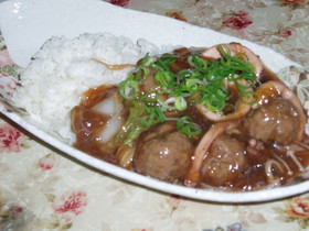 いかと肉団子の中華丼 夏にぴったり