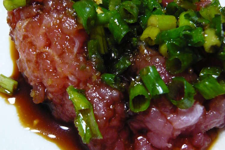 香ばしい にんにく醤油のマグロたたき レシピ 作り方 By ばぶﾁｬﾝ クックパッド 簡単おいしいみんなのレシピが352万品