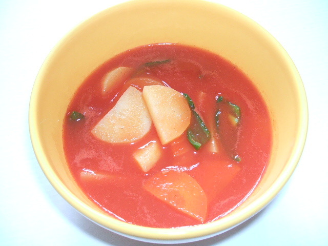 トマトジュースで作る冷製トマトスープの画像