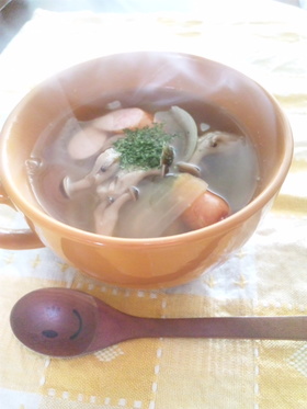 簡単☆しめじとウィンナーのスープ