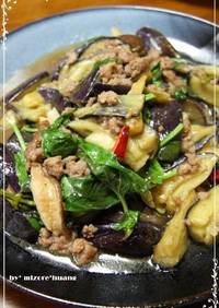 台湾料理★挽肉と茄子のバジル炒め