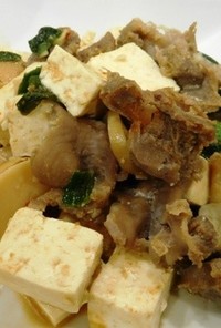 鶏の砂肝と豆腐の甘辛煮