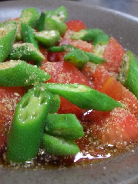 麺つゆぶっかけオクラ☆トマトの画像