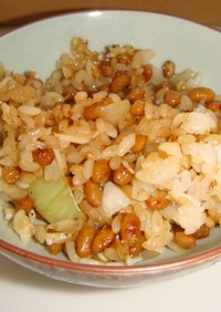 【飯】しらすと新玉のマリネで作る納豆炒飯