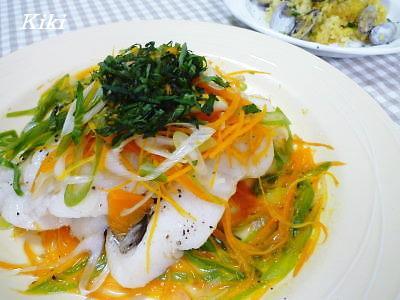 レンジdeヒラメの蒸し野菜☆の画像