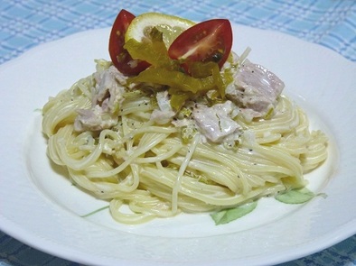 ツナと高菜の冷製スパゲッティの写真