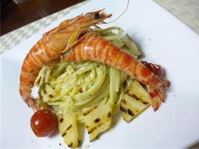 車海老のジェノベーゼクリームパスタ