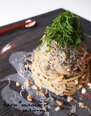 大葉とじゃこの豆腐クリーム冷製パスタの写真