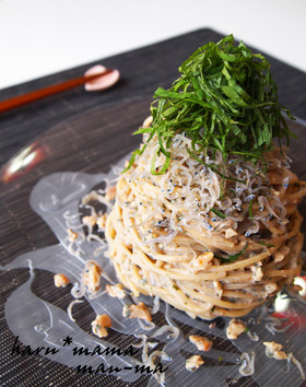 大葉とじゃこの豆腐クリーム冷製パスタ