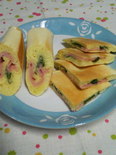 マヨバジル☆ハムとチーズのパンケーキ♪の写真